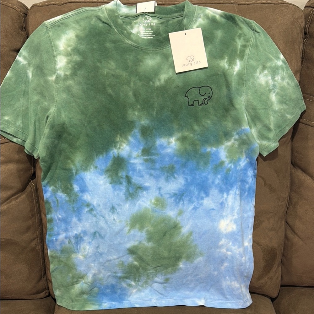 ivory ella Green & Blue Tie-Dye Elephant Tee Unisex S